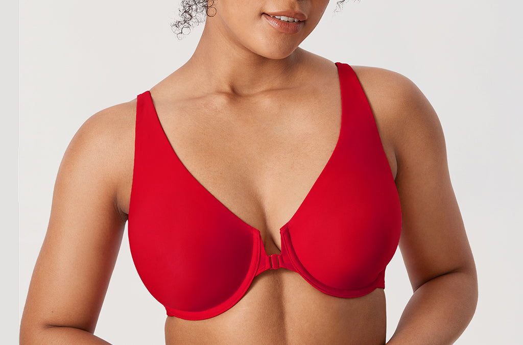 Women's Seamless U-back Front Closure Bra Lipstick Red