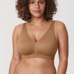 Women's Full Coverage Wireless Unlined Bra Light Oatmeal