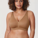 Women's Full Coverage Wireless Unlined Bra Light Oatmeal