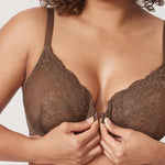Women's Vintage Lace Front Closure Bra Beige
