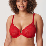 Women's Vintage Lace Front Closure Bra Lipstick Red