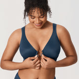 Women's Plunge Back Posture Bra Light Greenish Gray