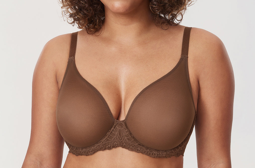 Women's Vintage Lace Sheer Mesh Bra Glaze Purple