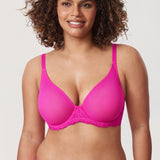 Women's Vintage Lace Sheer Mesh Bra Glaze Purple