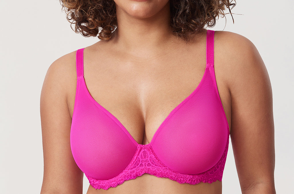 Women's Vintage Lace Sheer Mesh Bra Glaze Purple