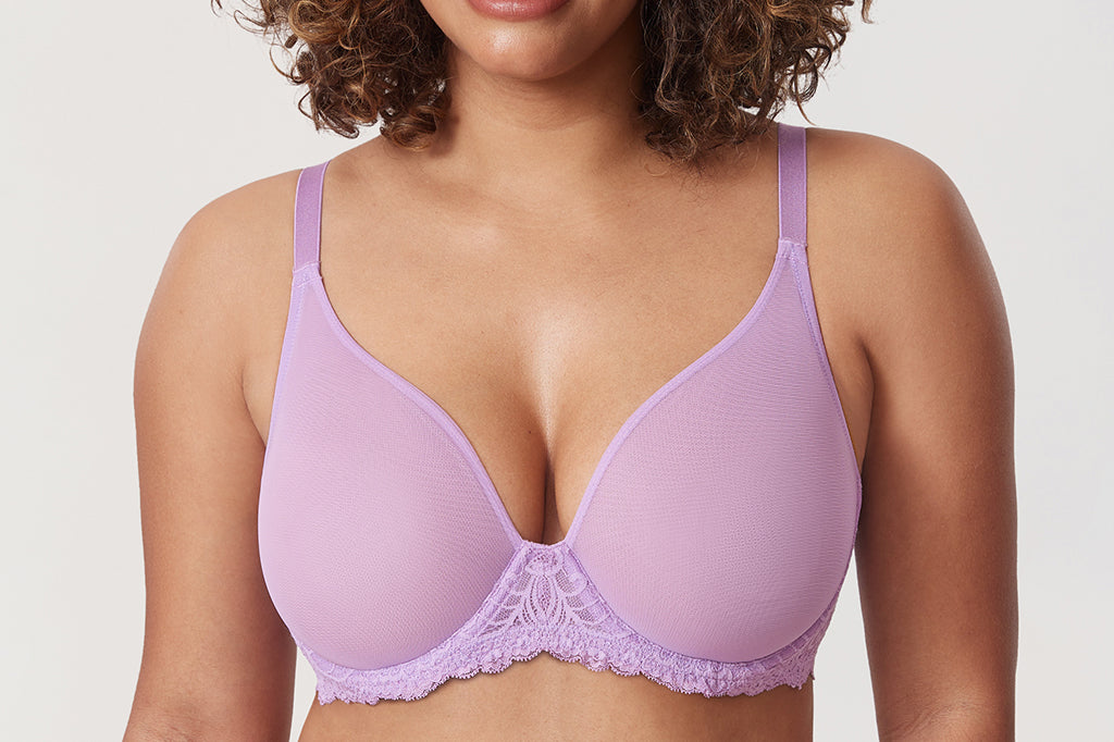 Women's Vintage Lace Sheer Mesh Bra Glaze Purple