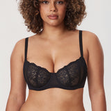 Women's Vintage Lace Balconette Bra Black
