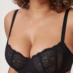 Women's Vintage Lace Balconette Bra Black