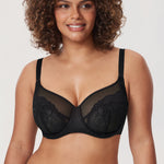 Women's Vintage Lace Unlined Bra Black