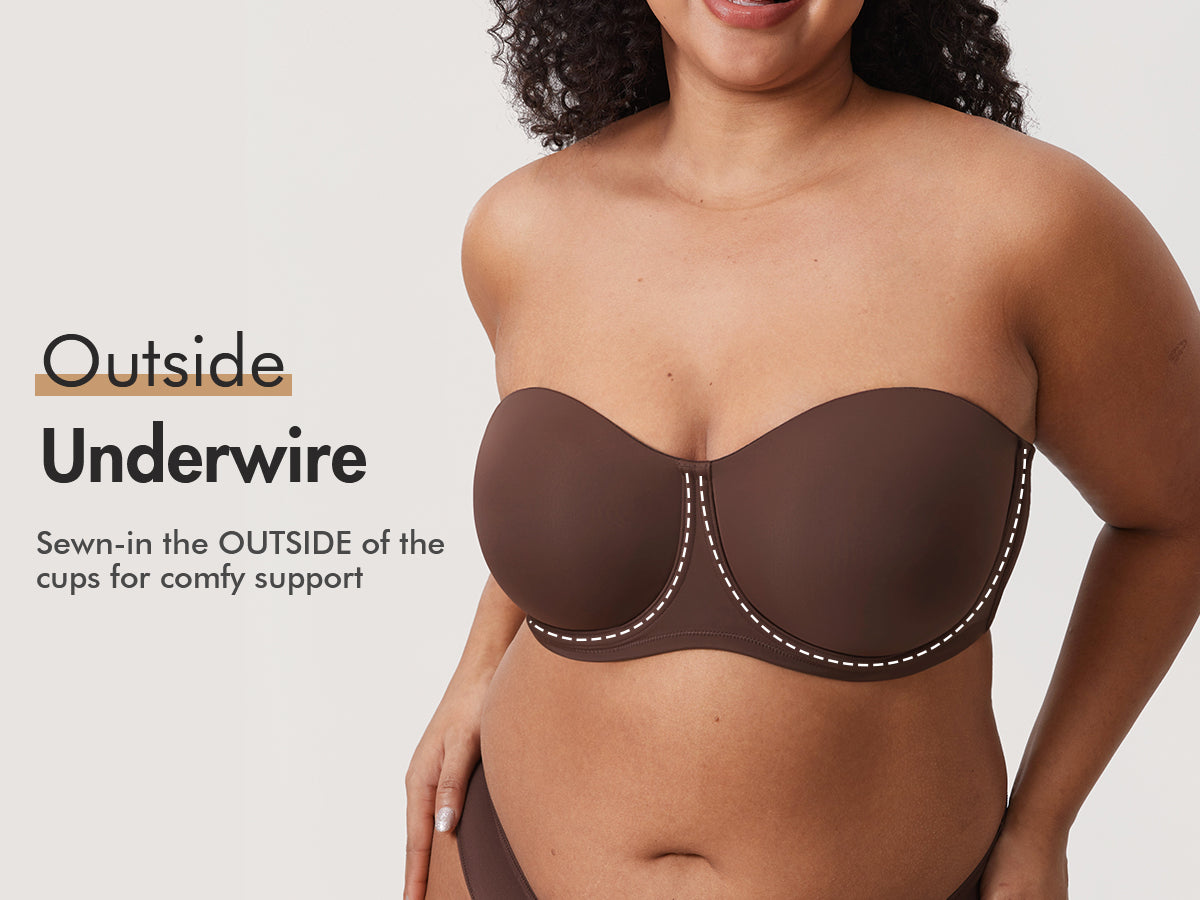 Women's Supportive Unlined Strapless Bra Beige