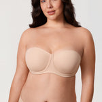 Women's Supportive Unlined Strapless Bra Beige