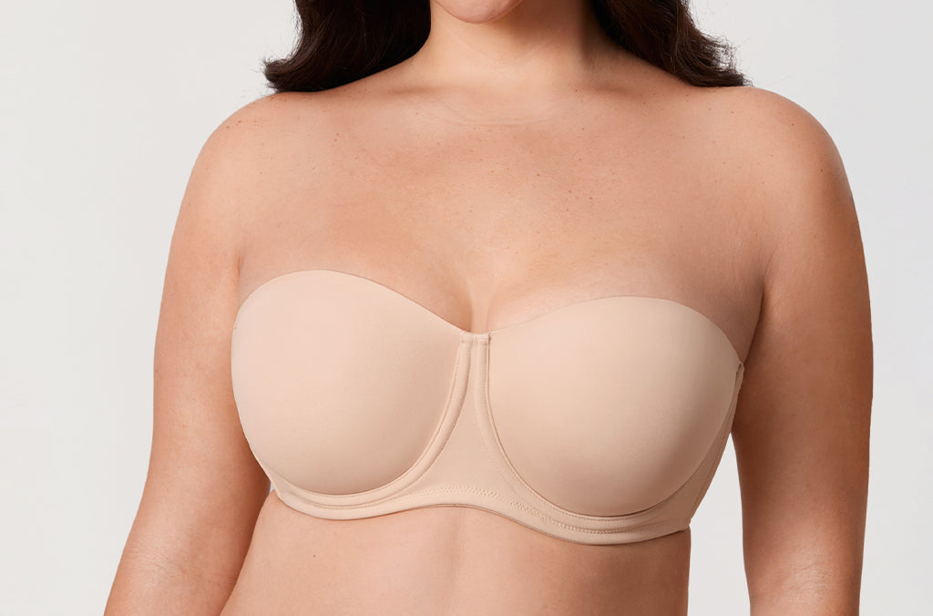 Women's Supportive Unlined Strapless Bra Beige