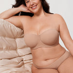 Women's Supportive Unlined Strapless Bra Beige