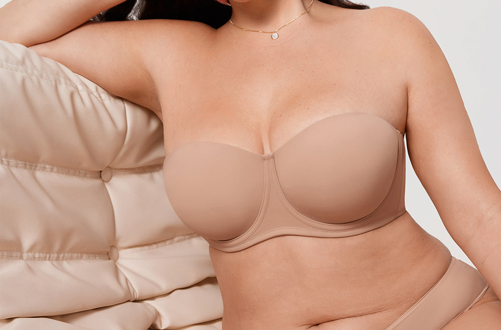 Women's Supportive Unlined Strapless Bra Beige
