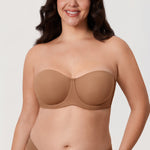 Women's Supportive Unlined Strapless Bra Beige