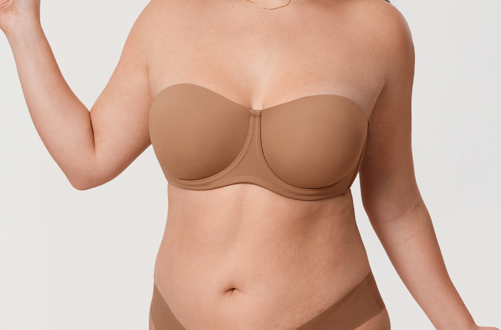 Women's Supportive Unlined Strapless Bra Beige