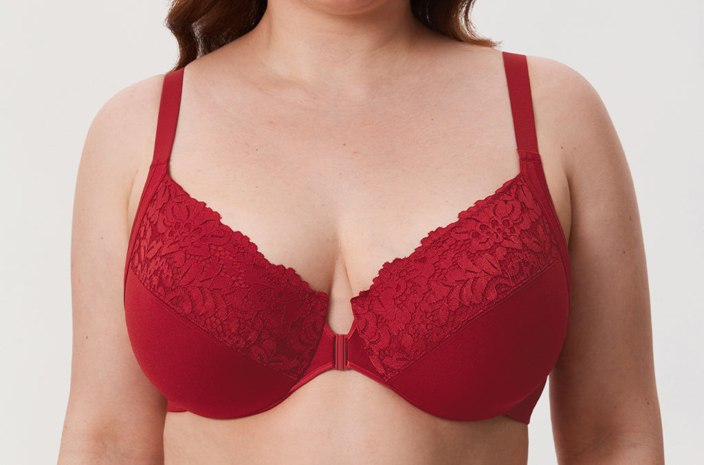 Women's Lace Front Closure Posture Bra Rose Smoked