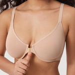 Women's Sheer Mesh Front Closure Posture Bra Beige