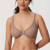 Women's Sheer Mesh Front Closure Posture Bra Beige