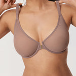 Women's Sheer Mesh Front Closure Posture Bra Beige