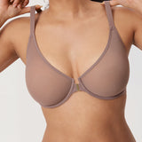 Women's Sheer Mesh Front Closure Posture Bra Beige