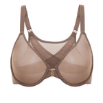 Women's Sheer Mesh Front Closure Posture Bra Beige