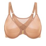 Women's Sheer Mesh Front Closure Posture Bra Beige