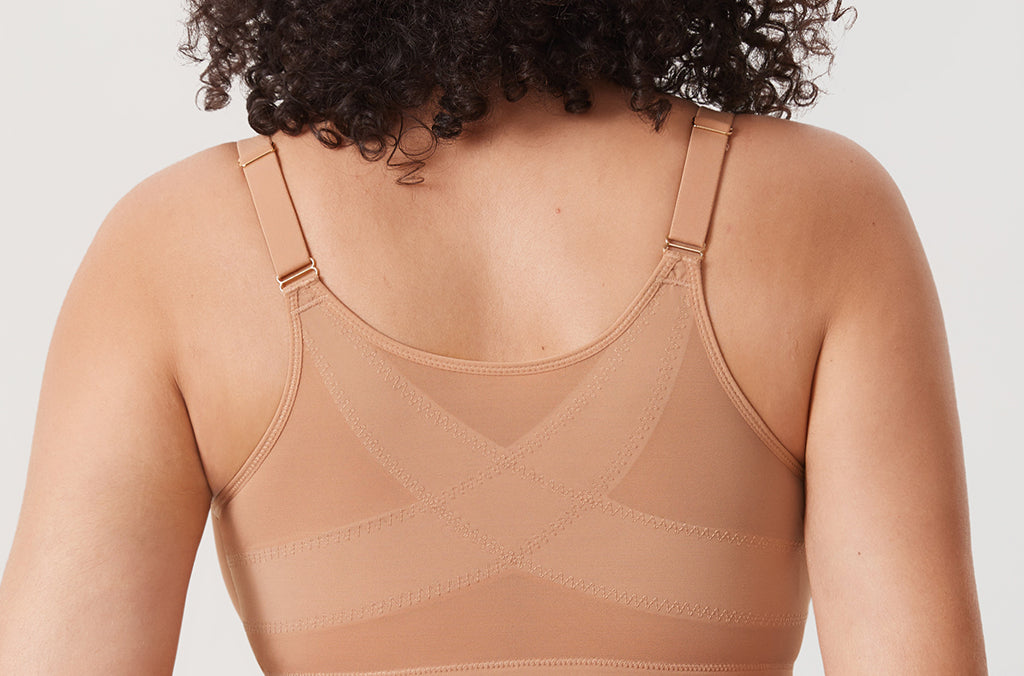 Women's Sheer Mesh Front Closure Posture Bra Beige