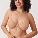 Women's Sheer Mesh Front Closure Posture Bra Beige