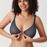 Women's Sheer Mesh Front Closure Posture Bra Beige