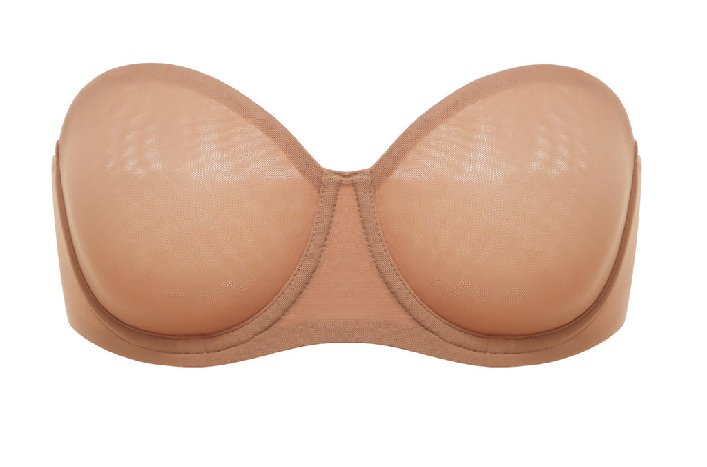 Women's Mesh Unlined Strapless Bra White