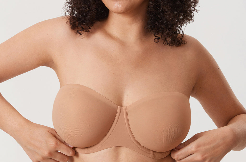 Women's Mesh Unlined Strapless Bra White