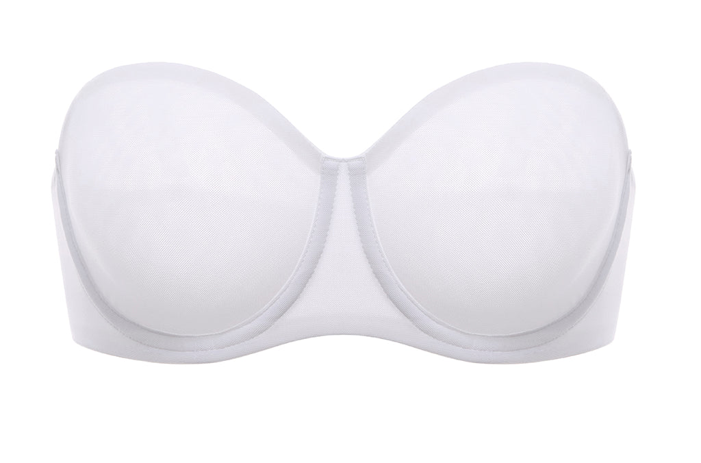 Women's Mesh Unlined Strapless Bra White