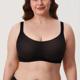 Women's Mesh Monowire Full Coverage Bra - Underwire & Unlined Black