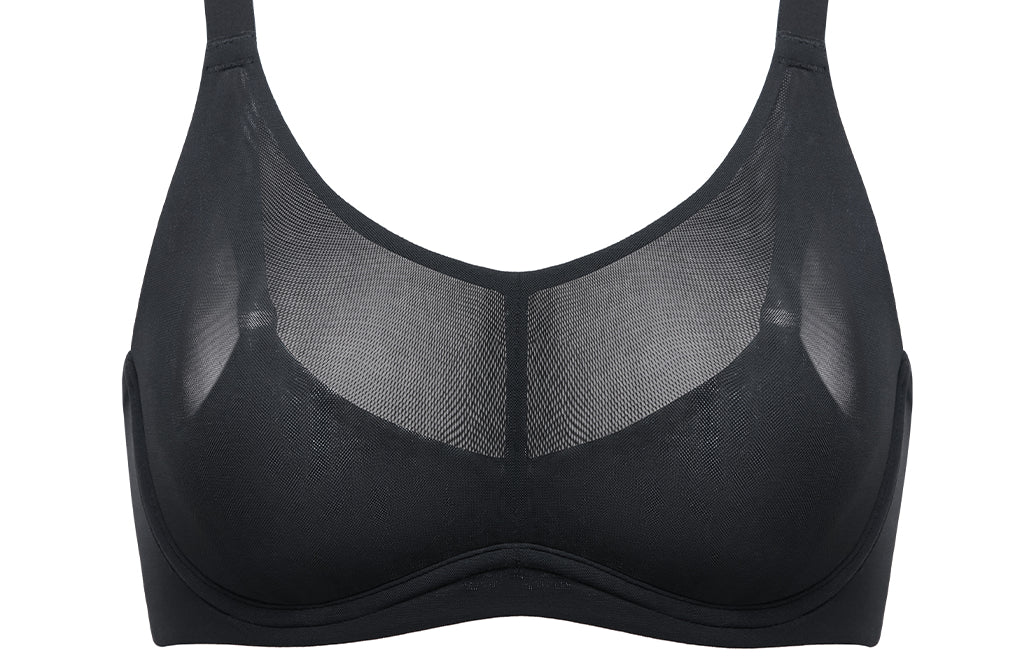 Women's Mesh Monowire Full Coverage Bra - Underwire & Unlined Black