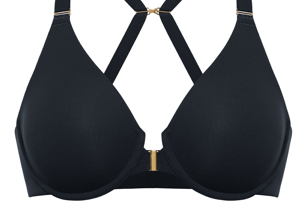 Women's Convertible X-Back Front Closure Bra - Underwire/Unlined/Racerback Beige