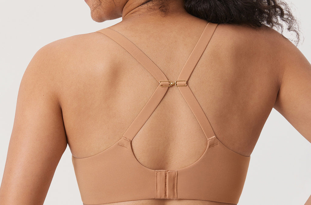 Women's Convertible X-Back Front Closure Bra - Underwire/Unlined/Racerback Beige