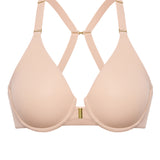 Women's Convertible X-Back Front Closure Bra - Underwire/Unlined/Racerback Beige