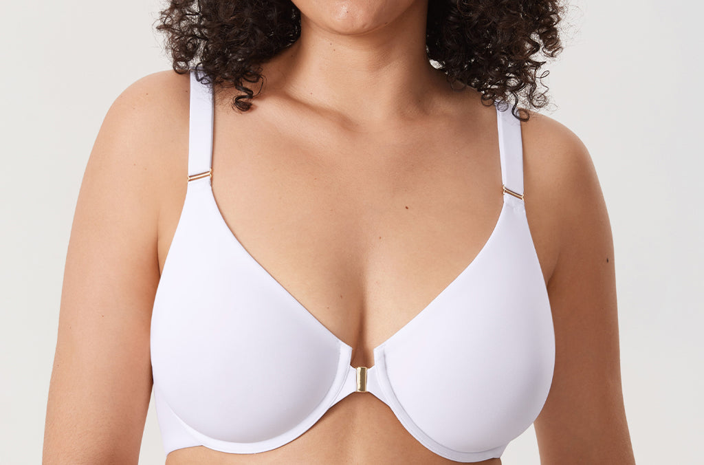 Women's Convertible X-Back Front Closure Bra - Underwire/Unlined/Racerback Beige