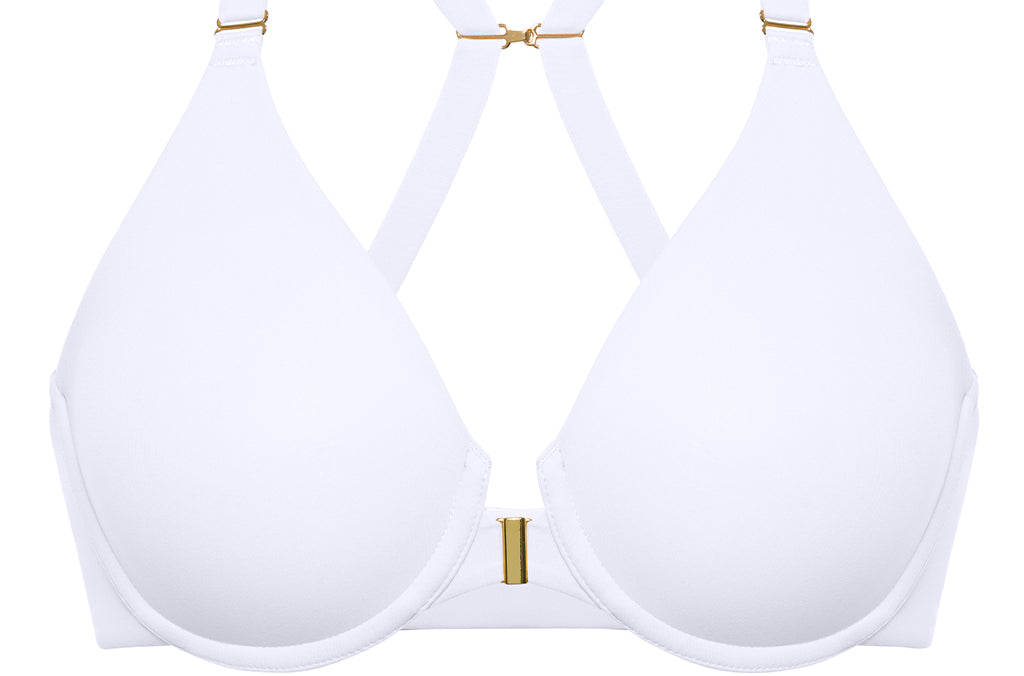 Women's Convertible X-Back Front Closure Bra - Underwire/Unlined/Racerback Beige
