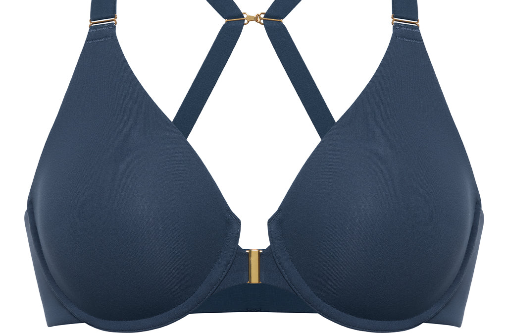 Women's Convertible X-Back Front Closure Bra - Underwire/Unlined/Racerback Sargasso